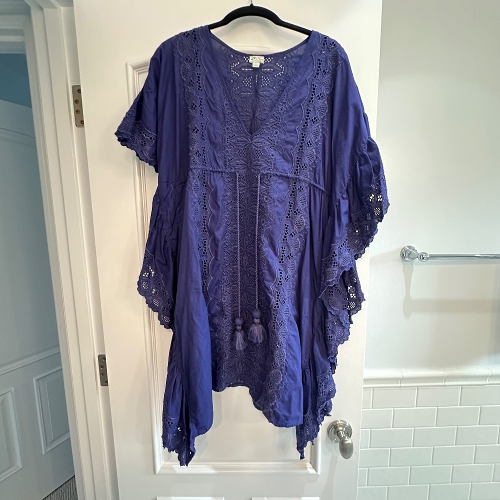 JCrew Blue Cotton Eyelet Coverup Caftan XS